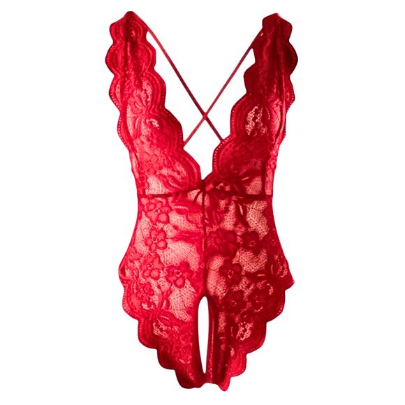 Valentine's Day Lingerie Sz 2XL Lingerie red Lace Backless Teddy Bodysuit soft - Picture 6 of 8